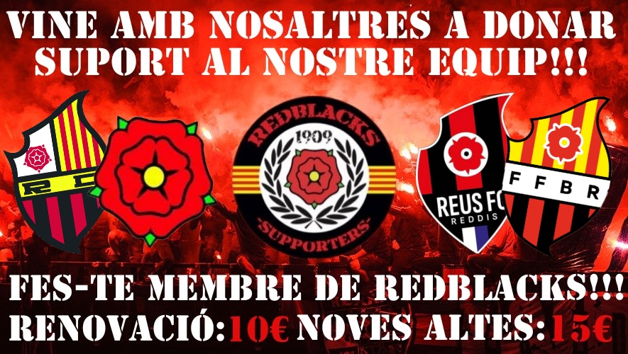 Redblacks13's tweet photo. VOLS SER UN/A MÉS??
Fes-te membre de la penya  i anima al nostre costat als partits de futbol del @ReusFCR i del @CFReusFem i als partits d'hoquei del @ReusDeportiu !! Gaudeix de descomptes i altres avantatges!!!  
Posa't en contacte amb nosaltres mitjançant les xarxes socials!!! https://t.co/B99RJD8Nou