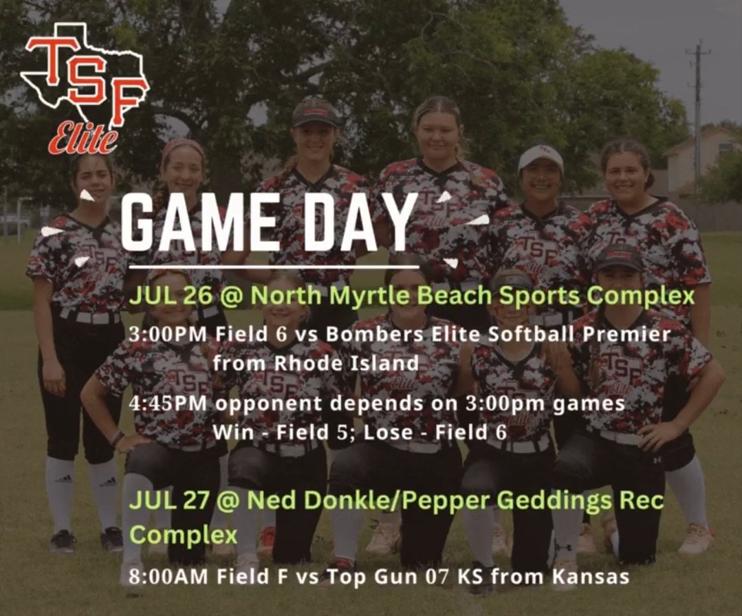 KayleighShae08's tweet photo. Triple Crown East Coast Summer Nationals Myrtle Beach
Day 1 Schedule
Come watch me and my #texasstrikeforceelite16uWES girls today!
Middle infield/ outfield #2
Red and white pin stripe uniform
#selectsoftball https://t.co/pVSjY7sP68
