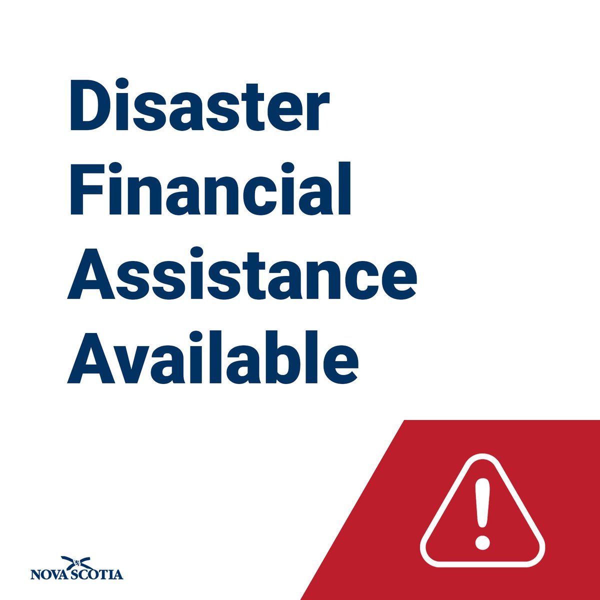 Nova Scotians can now apply for disaster financial assistance related to damage from #NSStorm flooding.

Applications are available: beta.novascotia.ca/disaster-finan…

Online: WEBSITE
Access Nova Scotia centres
MLA offices