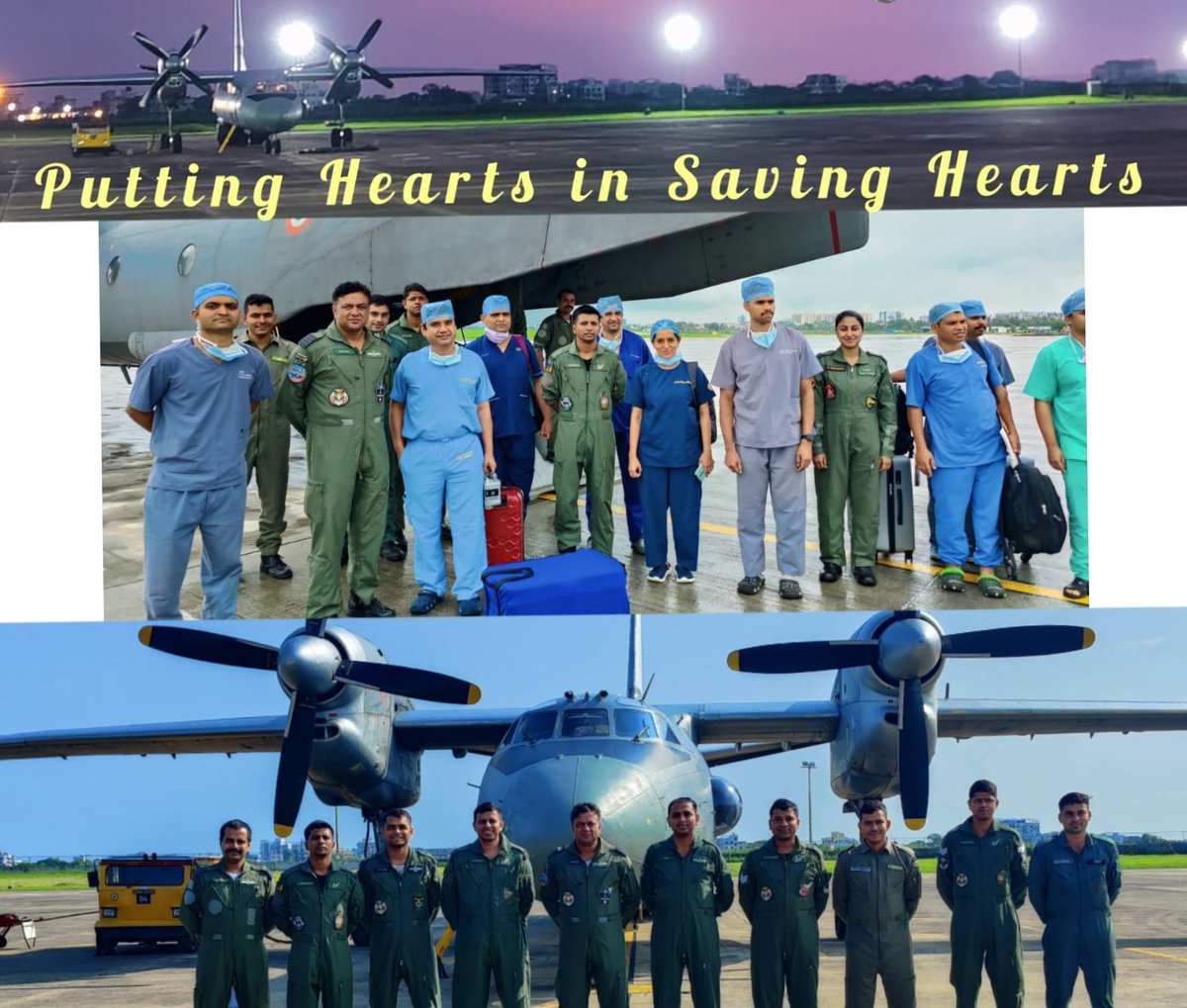 SWAC_IAF's tweet photo. In an overnight flight by #IAF aircraft and a team of doctors, a live  heart  donated in Nagpur was airlifted  to #AICTSPune for transplant on an airwarrior. #IAF salutes the family of the donor.  #AngdaanMahotsav on 03 Aug 23 #Liveandthengive https://t.co/jR5DBPjkJk