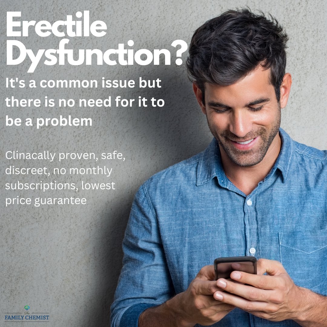 We at The Family Chemist provide a discreet and confidential service at competitive prices to treat erectile dysfunction.
#erectiledysfunctionawareness #erectiledysfunction #erectiledysfunctiontreatment #erectiledysfunctionmedication #erectiledysfunctionsolution #sexualhealth