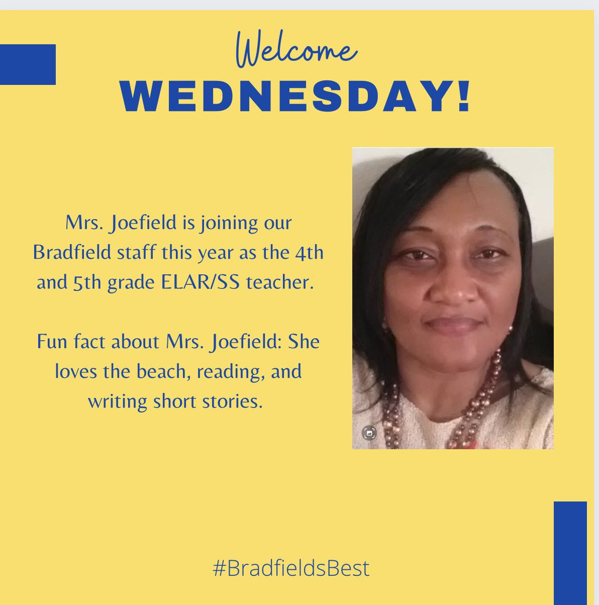 Welcome Mrs. Joefield! 🤠 #BradfieldsBest