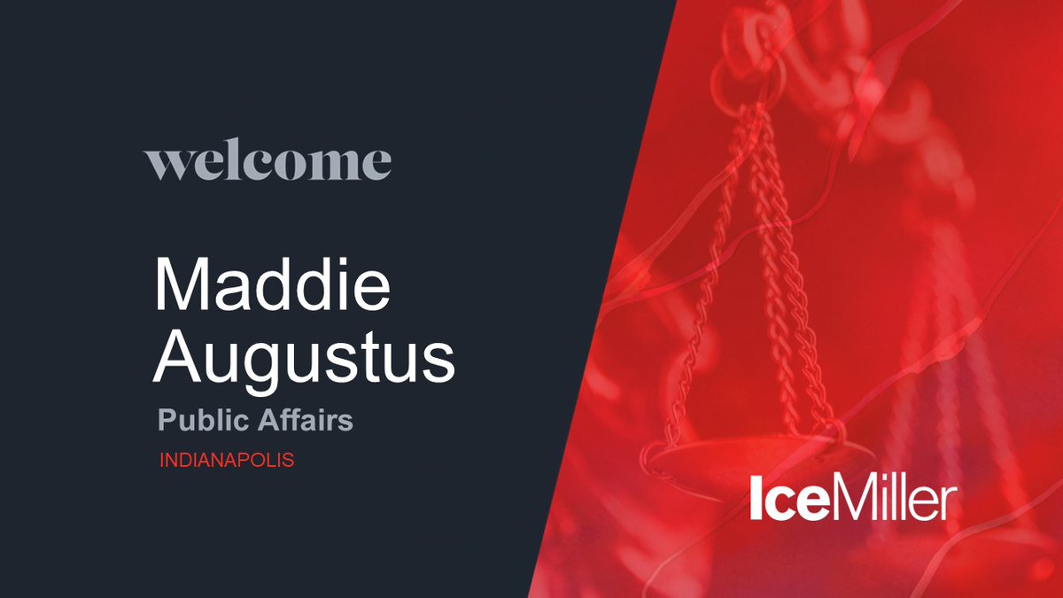 IceMillerLLP's tweet photo. @IceMillerLLP is pleased to announce that Maddie Augustus has joined our #PublicAffairs group in our Indy office. As Senior Director of Public Affairs, she will work with the firm’s public affairs clients to develop and implement their policy strategies. https://t.co/kQPaX6iSgd https://t.co/WM5nQSxtkr