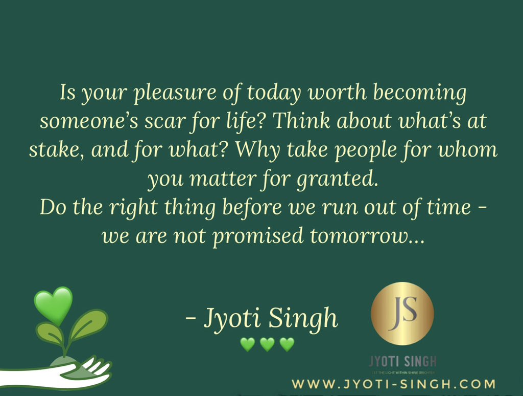 _Jyoti_Singh's tweet photo. #wearenotpromisedtomorrow #donttakeforgranted 💚

#mentalhealth #emotionalhealth #diaryofareflector https://t.co/USBrAosMOJ