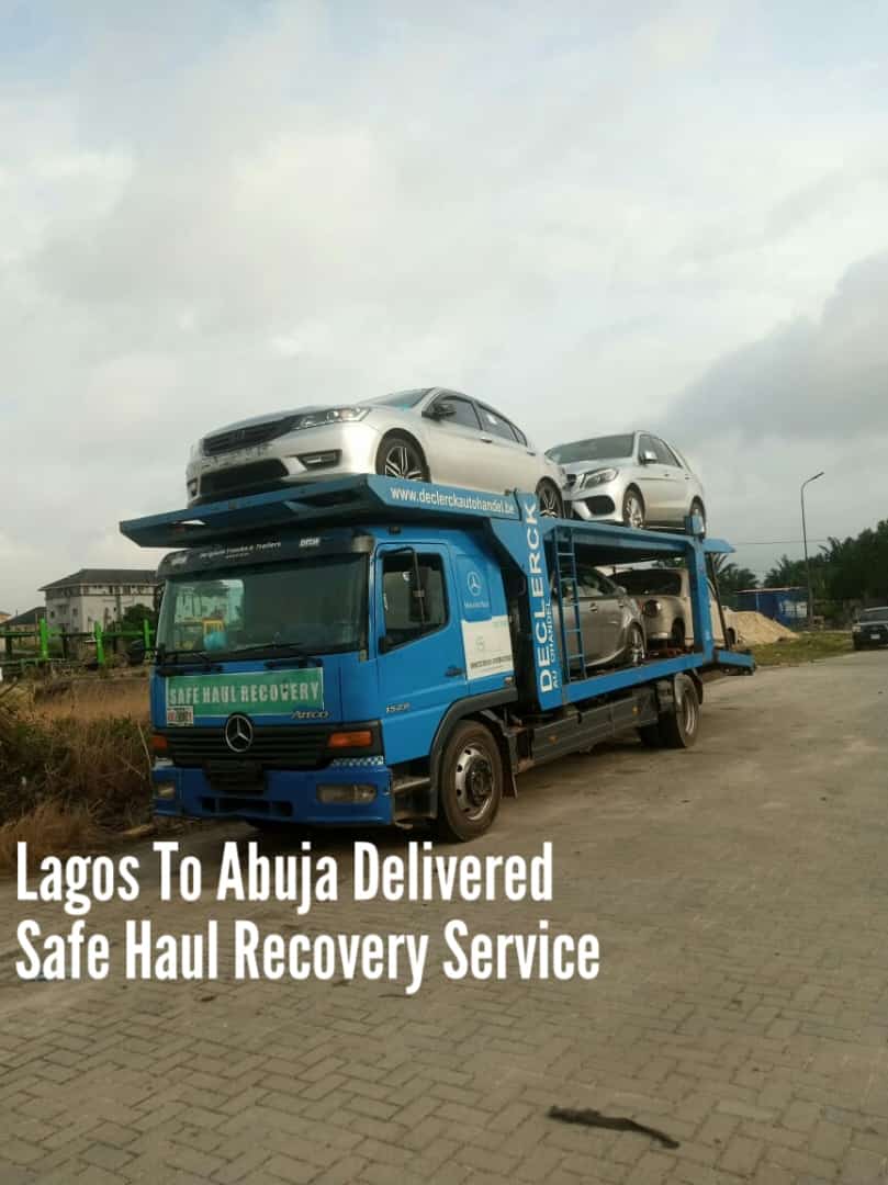 Lagos To Abuja Delivered 
Your Car, Our Care 
Safe Haul Recovery Service 
#safehaulrecovery #vehiclehaulage #abujabusiness #haulageservices #cartransporters #carcarriers #lagosbusiness #lagos #deliveryservice #abujaconnect #portharcourt