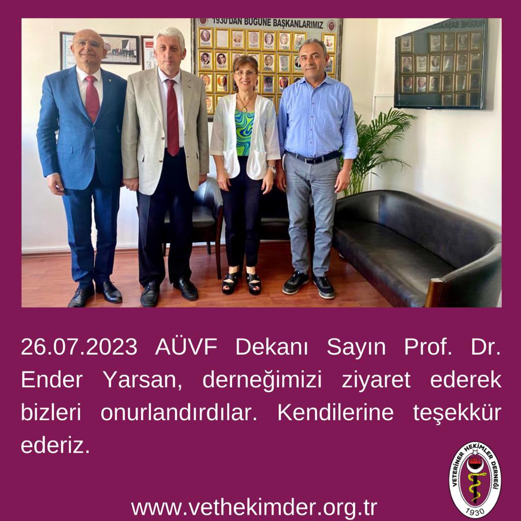 26.07.2023 AÜVF Dekanı Sayın Prof. Dr. Ender Yarsan, derneğimizi ziyaret ederek bizleri onurlandırdılar. Kendilerine teşekkür ederiz.<a href="/enderyarsan/">Prof.Dr.Ender Yarsan</a> #veterinerhekim