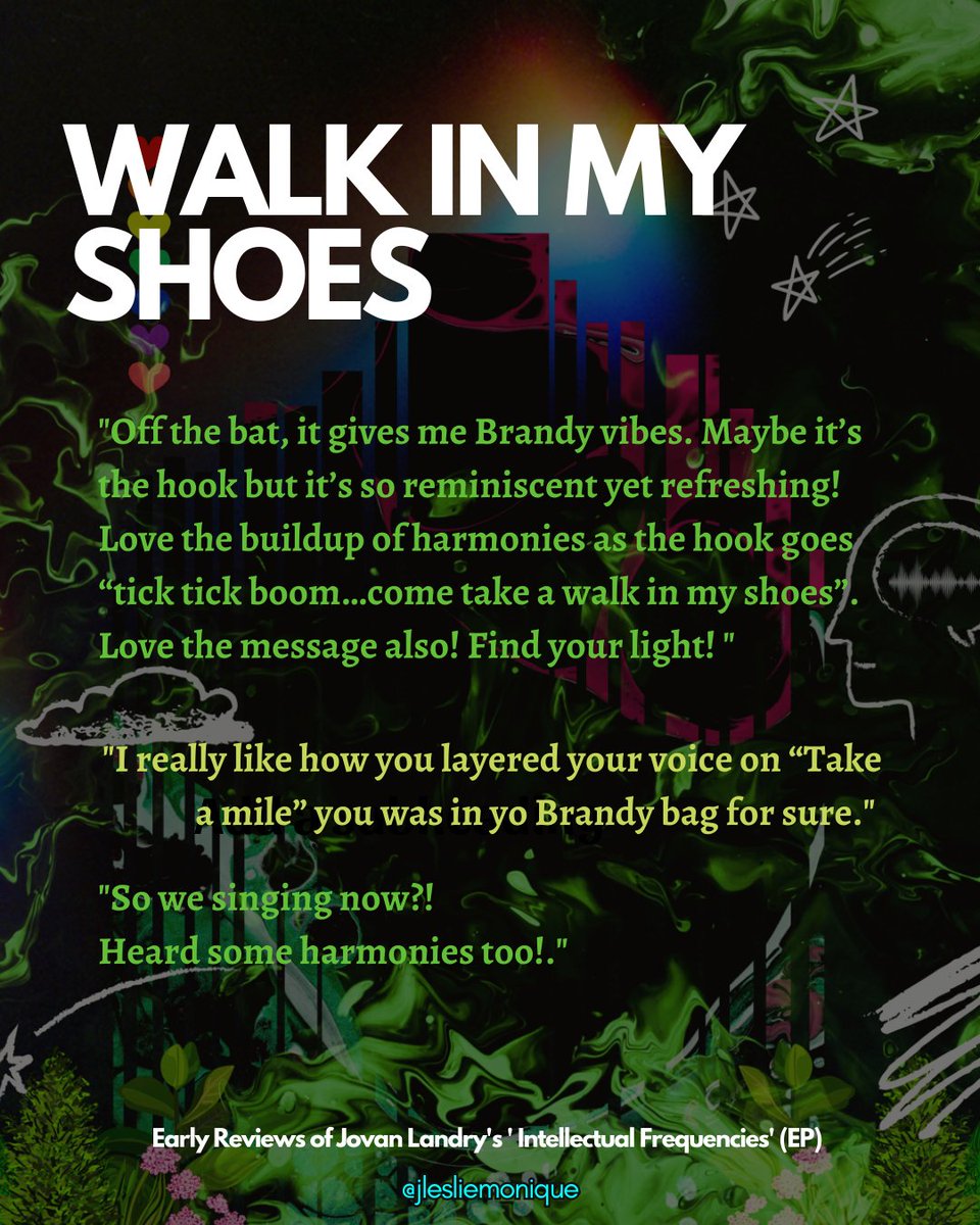 Jovan Landry (@jlesliemonique) on Twitter photo Reviews of "Bring to The Table" featuring <a href="/2GMAKEAMOVE/">D2G PETTY GUERRERO</a> & <a href="/CdotFields/">Chris Fields</a> and "Walk in My Shoes" by Jovan Landry from the upcoming EP 'Intellectual Frequencies'
Pre-save to Spotify or Apple Music: aux.bio/JovanLandry Reviews of "Bring to The Table" featuring <a href="/2GMAKEAMOVE/">D2G PETTY GUERRERO</a> & <a href="/CdotFields/">Chris Fields</a> and "Walk in My Shoes" by Jovan Landry from the upcoming EP 'Intellectual Frequencies'
Pre-save to Spotify or Apple Music: aux.bio/JovanLandry