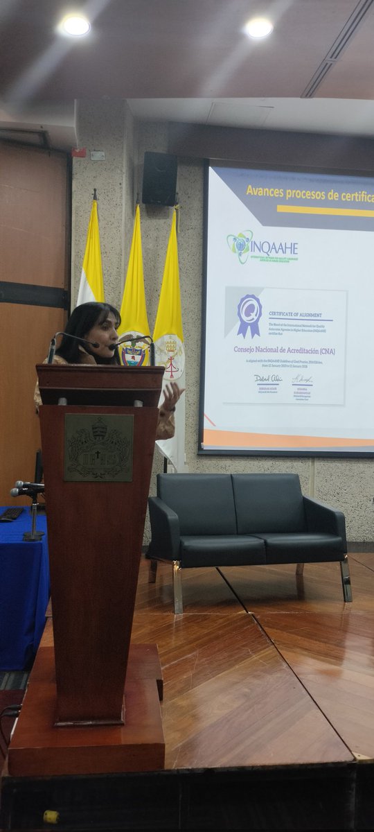 CNA_AcreditaCol's tweet photo. La Dra. María Piedad Marín,Coordinadora del Consejo realiza la instalación oficial de la 2da Jornada del tercer #EncuentroRegionalCNA en Bogotá, dando a conocer las apuestas y compromisos del #CNA frente a las certificaciones internacionales  adquiridas con @inqaahe y @wfmeorg. https://t.co/L5jOoQ7qu3