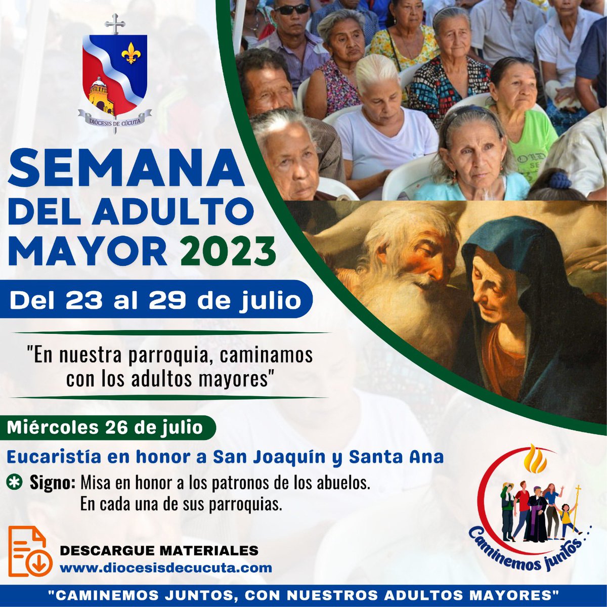 Los invitamos a participar de la #SantaMisa en sus comunidades, en esta #SemanaDelAdultoMayor. Hoy, recordamos a Santa Ana y San Joaquín, patronos de los #Abuelos. #CelebremosJuntos.