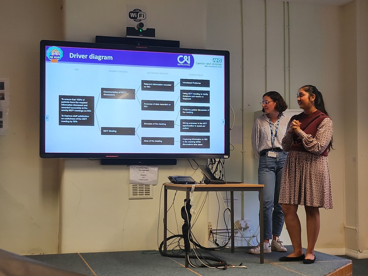 A great presentation at the Junior Doctors showcase by <a href="/EmmaMittelman/">Emma Mittelman</a> and Dr Sarah-Jane Singh who implemented a proforma to improve MDT meetings on Pearl Ward. Great use of PDSA cycles. @candi_qi