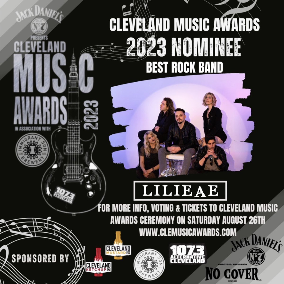 lilieaeband's tweet photo. Voting closes for the #ClevelandMusicAwards on 8/11 🗳️ Cast your votes: https://t.co/iCJzYsJ7bn
#CLEMusicAwards #LILIEAE #LILIEAEBand #Cleveland #ThisisCLE #CLERock #RockBand #RockandRoll #Vote #NewMusic #HellYeah #LetsGo #Nominee #CLEMusic https://t.co/4P6A9s0z9i