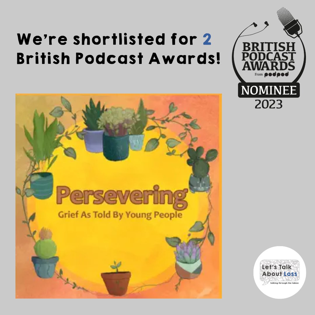 We are DELIGHTED that our podcast Persevering has been shortlisted for two British Podcast Awards! It was made by an incredible group of young people as part of our Rollercoaster Project. Listen to the podcast here: podfollow.com/persevering-gr… #BritishPodcastAwards #GriefPodcast