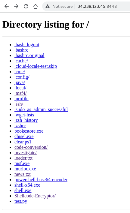 #OpenDir,  34.238.123.45:8448

Tools: Metasploit, Chisel

Found using hunter.how/detail?ip=34.2… 🔎🔎

UrlScan: urlscan.io/result/4cb1b85…