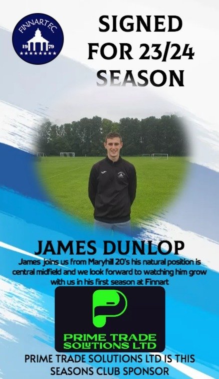 ONE MORE 
      ****NEW SIGNING****
James Dunlop joins us from Maryhill 21s a natural CM 🤙we are positive James will make the step up comfortably and we look forward to seeing him progress with Finnart.

Welcome to the club JD
<a href="/OfficialWoSFL/">West of Scotland Football League 🏴󠁧󠁢󠁳󠁣󠁴󠁿</a> 
@Pgdakpodcast 

#MTS🌟⚽️🔵⚫️