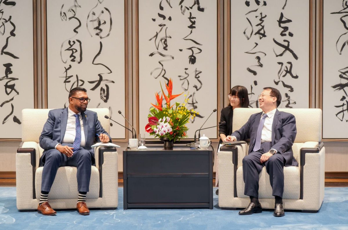 President Ali on Wednesday met with the Mayor of Shanghai, Mr Gong Zheng. The two leaders discussed several areas of cooperation, including establishing a Shanghai investment desk in Guyana and the possibility of the South American nation hosting the first Guyana/Shanghai expo