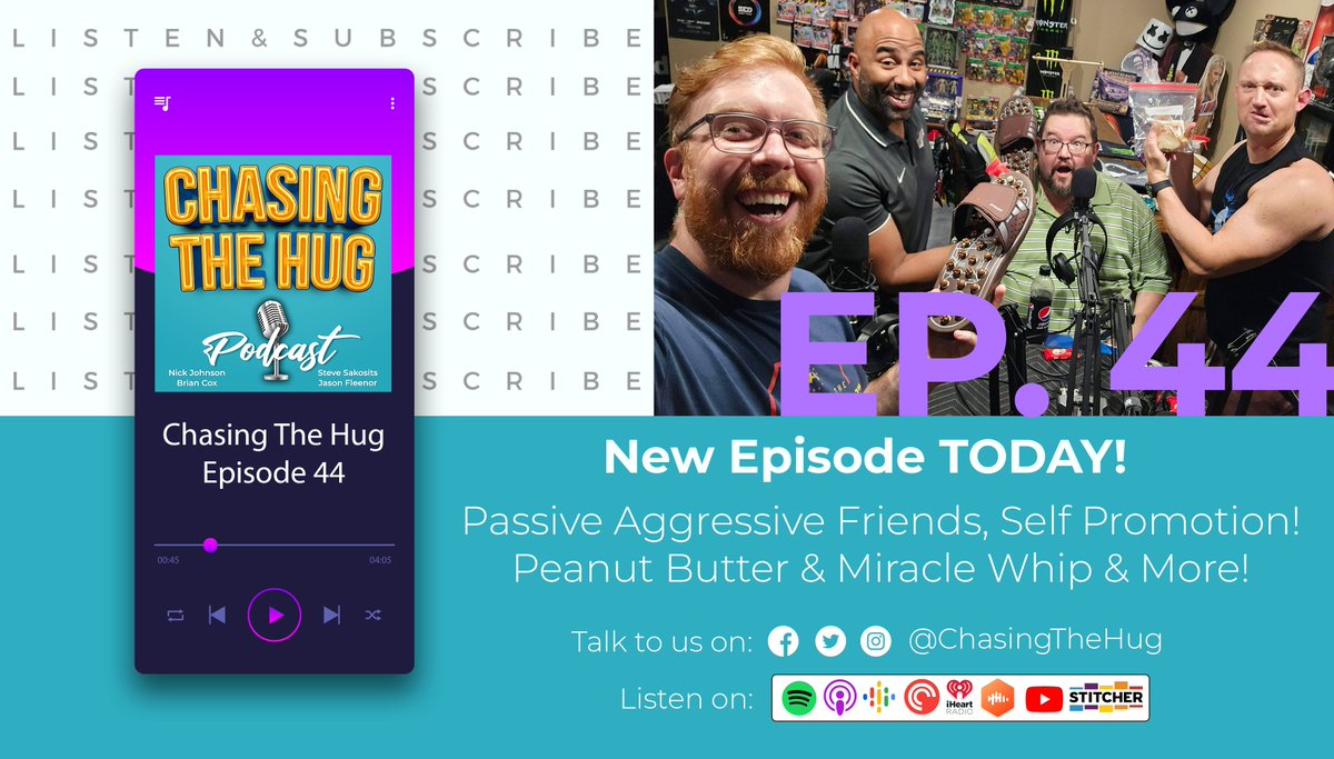 ChasingTheHug's tweet image. Passive Aggressive Friends, Self Promotion, Peanut Butter &amp;amp; Miracle Whip, &amp;amp; More!

Listen on Spotify, Apple Podcasts, Castbox, PocketCasts, IHeartRadio, Stitcher, &amp;amp; Google Podcasts. 
podcasters.spotify.com/pod/show/chasi…