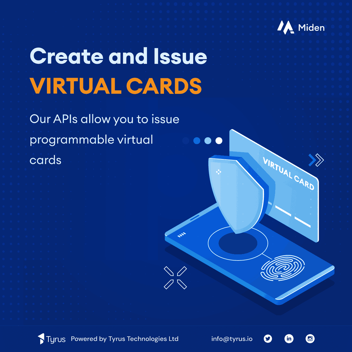 midenhq's tweet photo. Gain operational efficiencies with a more cost-effective payment solution.
Easily Issue virtual cards, create customizable payments and be in control of your transactions.
For inquires or more info, send us a message.
.
.
.
#Tyrustechnologies #ouroffering #products #midencards https://t.co/wcVFNvcPhM