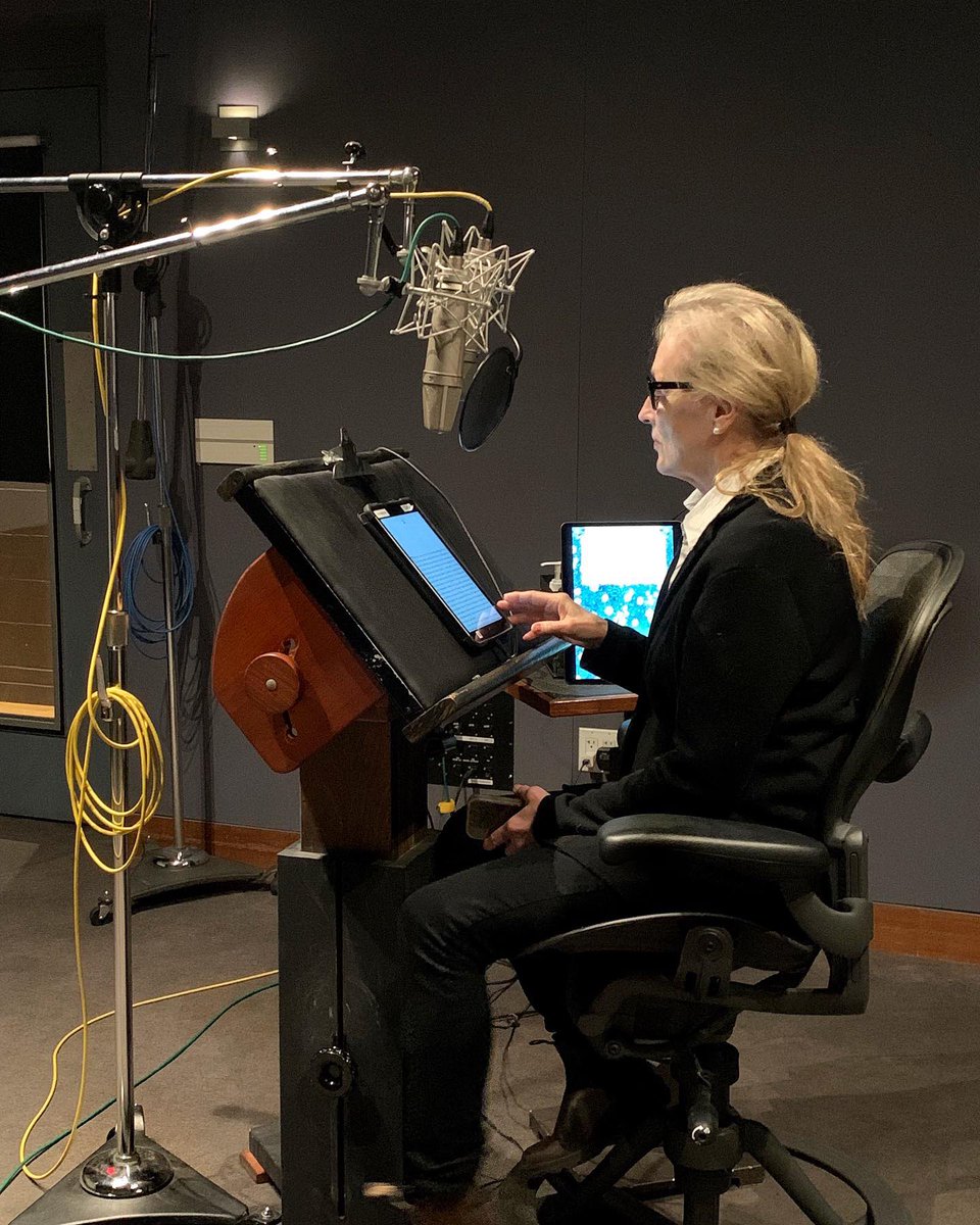 kellmanstreep's tweet photo. meryl recording the audio book “tom lake” by ann pacthett ♥️ https://t.co/wwhVGhTf1f