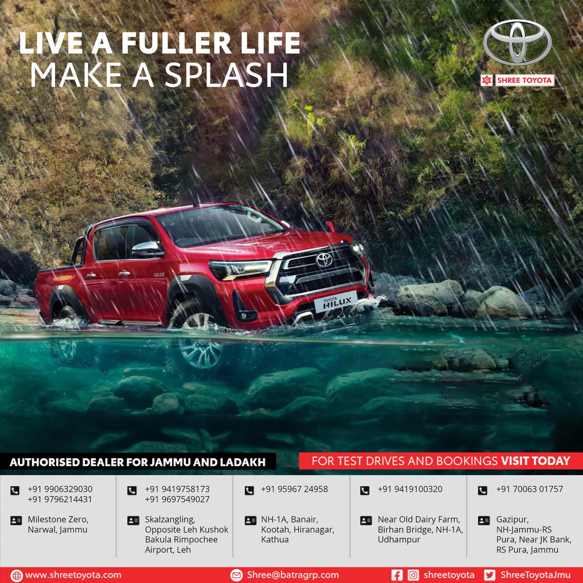 ShreeToyotaJmu's tweet photo. Let the raindrops dance on your windshield while you splash your way through the rainy adventures with your reliable monsoon companion, the #ToyotaHilux.

Book yours today!

#LiveAFullerLife
#MonsoonDrives
#ShreeToyota
#ToyotaIndia
#Jammu
#Ladakh https://t.co/tHVRc5h8IO