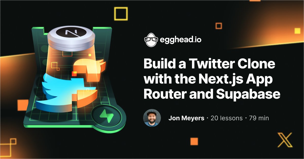 jonmeyers_io's tweet image. 📕 New course alert! 📕
Learn how to build a Twitter clone with the @nextjs App Router and @supabase in this entirely free @eggheadio course! 🚀
egghead.io/courses/build-…
