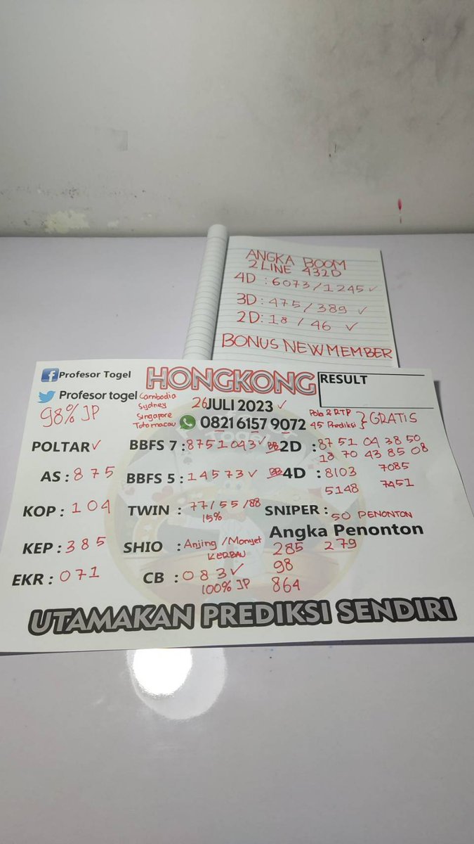 Mastersydney3's tweet photo. Gas lagi angka Hongkong Malam ini 26 Juli 2023 !!!
Optimis JP 432D Malam ini !!!
Info Prediksi lain langsung masuk https://t.co/IrWkSaSwCV 
100% angka dari Profesor
nanakoot #GratisOngkirdiLazada Alshad #MOONBIN Cak Nun #TwitterX #TogeLovers #togelonline #slotonline #togelhk https://t.co/cIJc4dzNVV