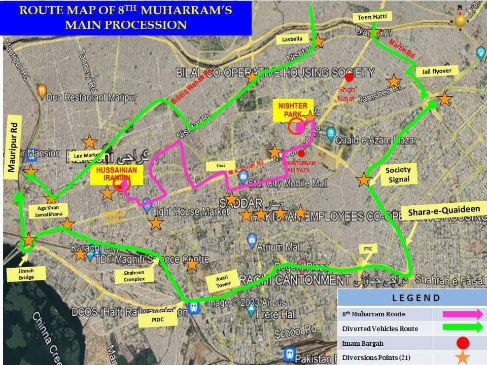 norbalm's tweet photo. Karachi 📍 Muharram 8/9/10 Thurs/Fri/Sat procession routes https://t.co/v9cVlHN7GC