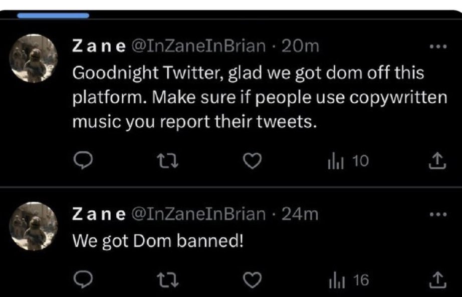 domlucre's tweet photo. There is a chance that this is true. If it is they should pray to whatever God that they have that I stay banned. This would be weaponized DMCA. https://t.co/zxFv2K2QM6