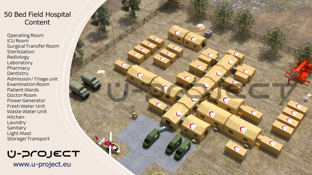 uprojectfield's tweet photo. A field hospital is a temporary or mobile medical unit that treats casualties on the spot until they can be safely moved to more permanent health centers from 20 beds to 100 beds.
For info: https://t.co/Fi7F4R8P0O
#fieldhospital #mobilehospital #tent #emergency #inflatabletent https://t.co/auyot7i6RS