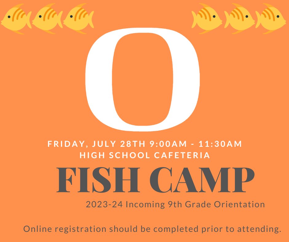Fish Camp is this Friday for all incoming 9th graders!