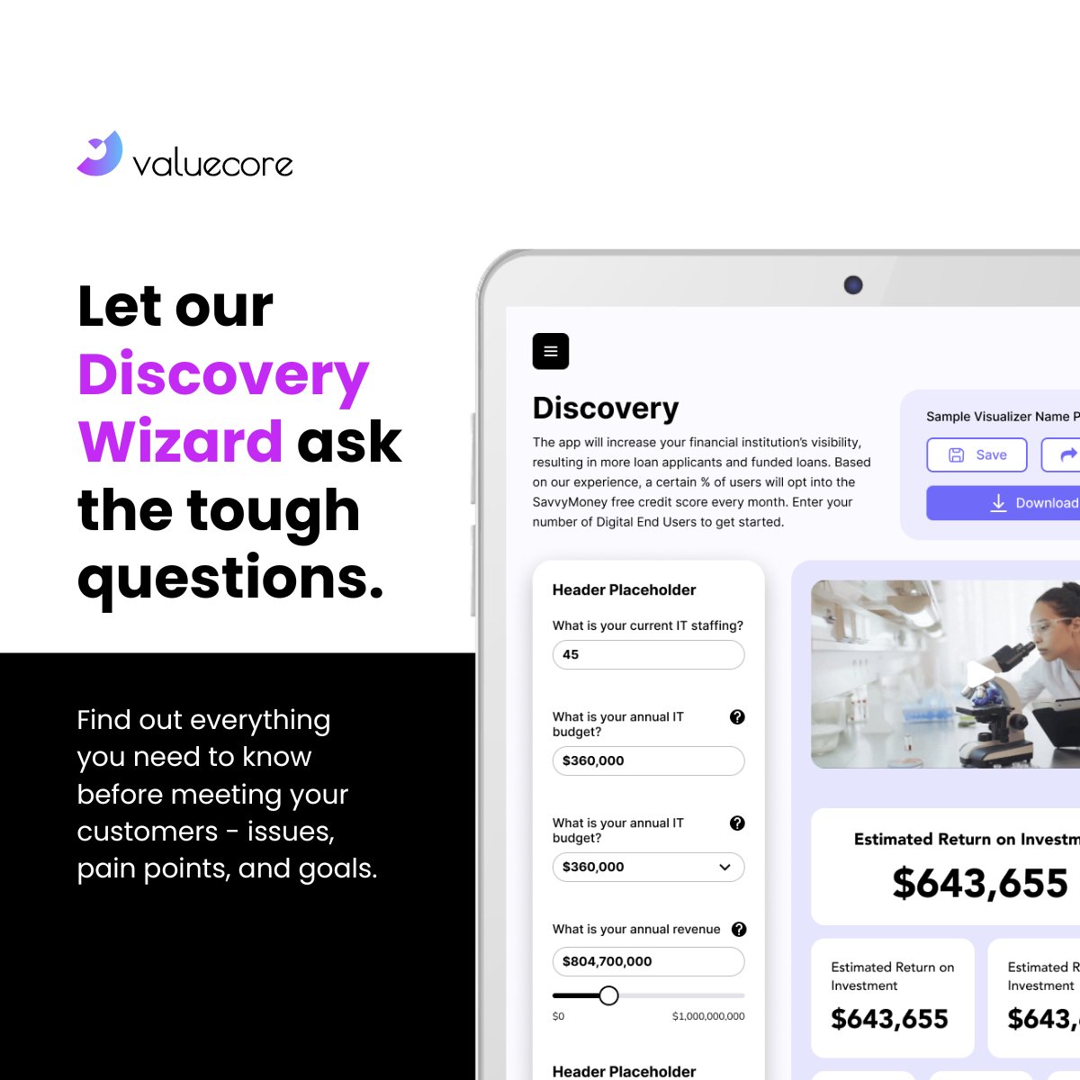 Our Discovery Wizard is here to ask the tough questions and uncover critical insights into your customers' issues, pain points, and goals before even meeting with them 💬

bit.ly/46erY1h

#ValueCore #DiscoveryWizard #ValueSelling #PainPoints #Sales