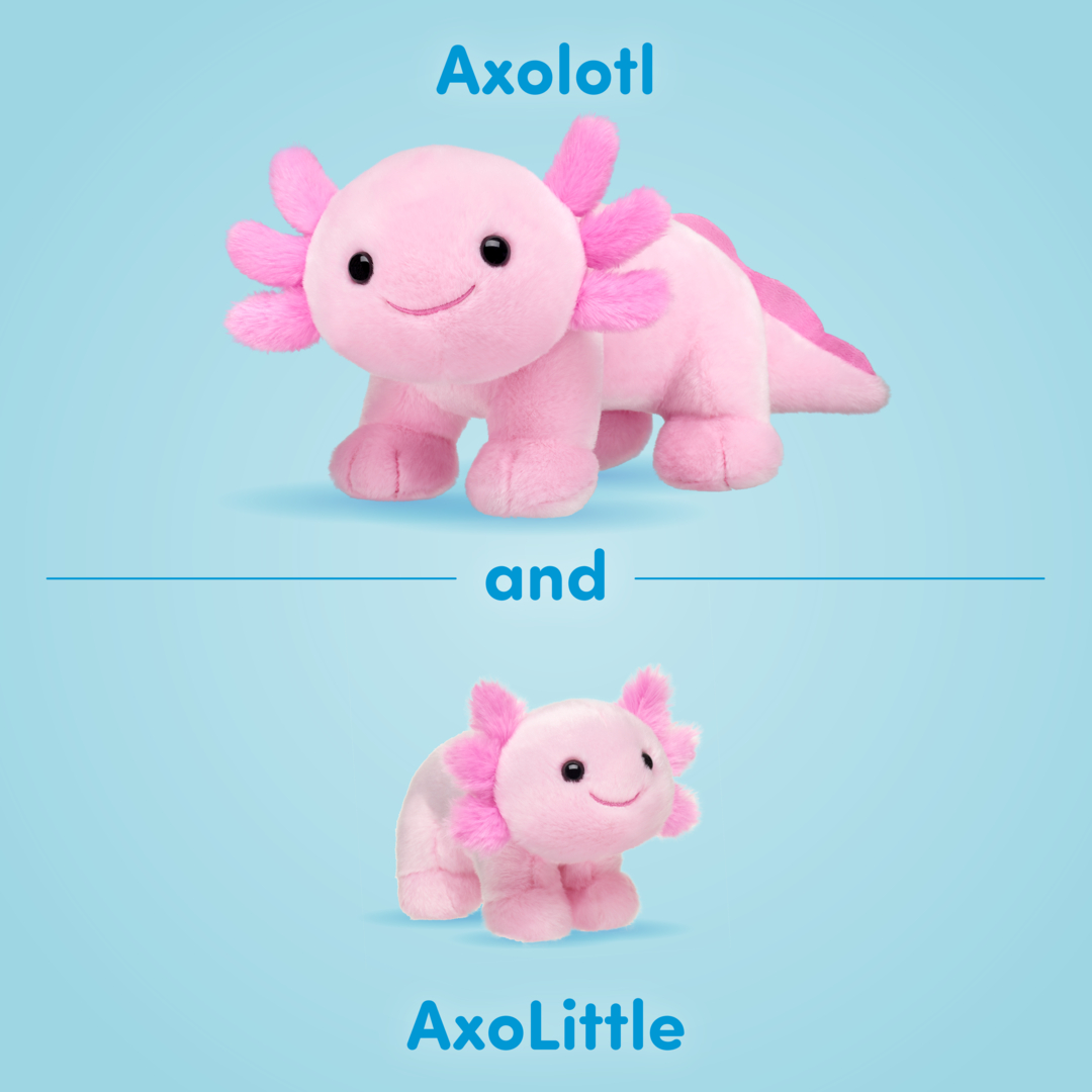 buildabear's tweet photo. Axolotls are adorable at any size! Our full-size Pink Axolotl plush is now back in stores and online – and its mini me version is now available too!

US: https://t.co/XQFvEqV5g6
UK: https://t.co/75vZzlS2yl https://t.co/5g3PK5t8c4
