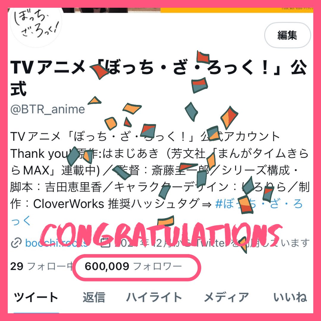 [孤獨] 孤獨搖滾推特跟隨破60萬