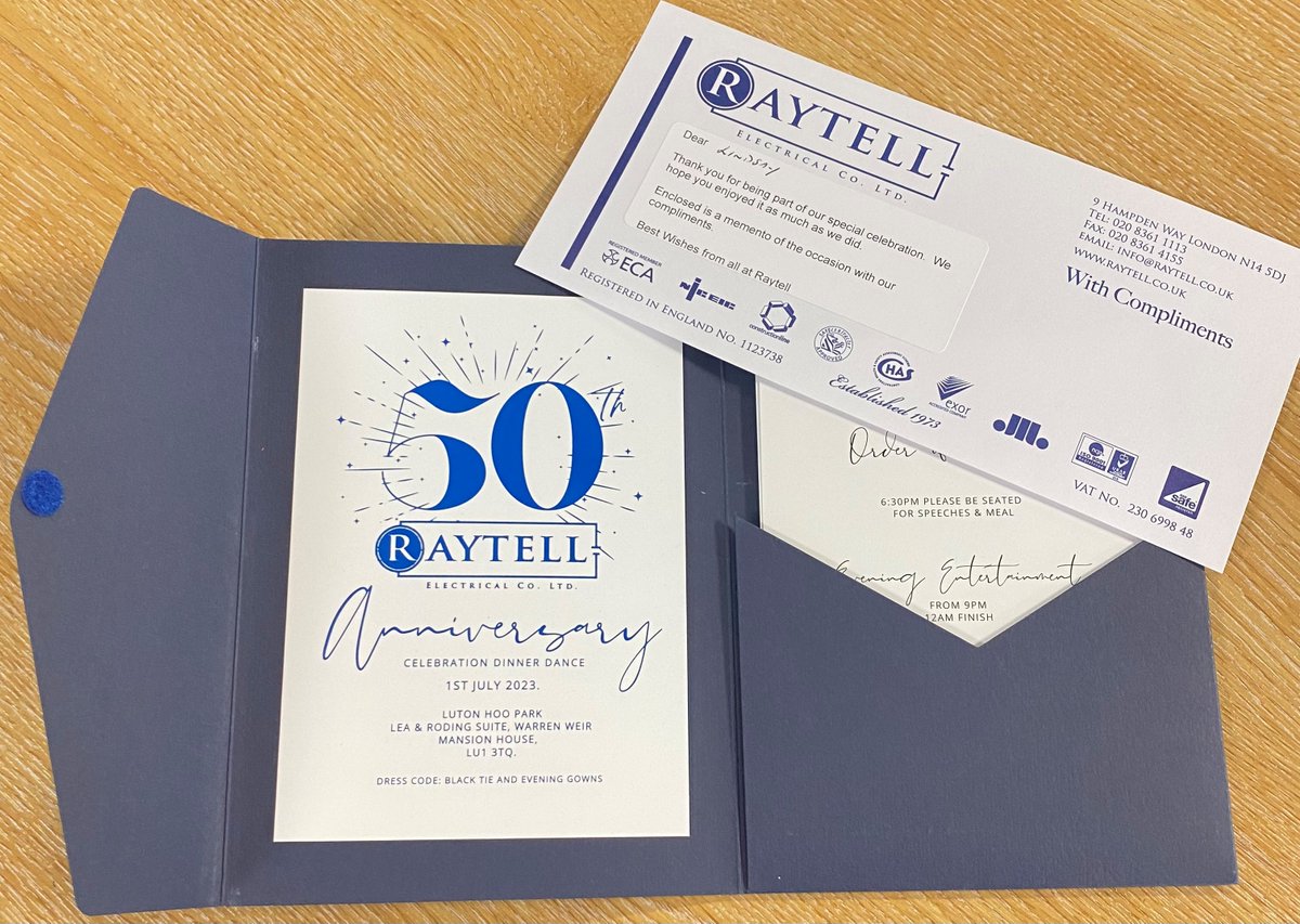 🎉 A Night to Remember 🎉

We are thrilled to extend our heartfelt gratitude to Raytell Electrical Co. Ltd for inviting Moss Electrical to their spectacular 50th Anniversary Celebration Dinner Dance at the exquisite Luton Hoo. 🌟