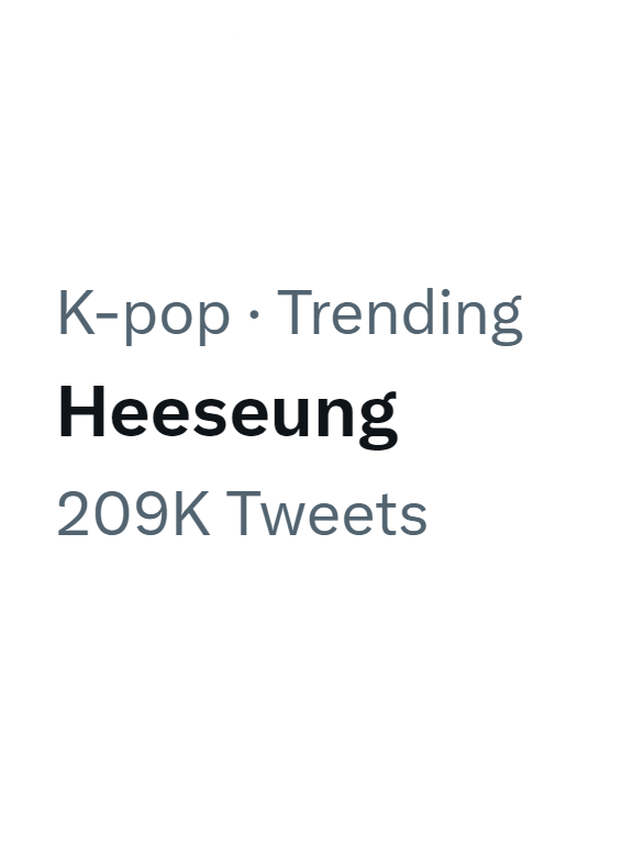 LHSGlobalTeam's tweet photo. Heeseung is still trending under K-pop category with 209k tweets 💗

#ENHYPEN_HEESEUNG #엔하이픈_희승 #HEESEUNG #희승 #ヒスン #李羲承 https://t.co/tR4t2c5TKi