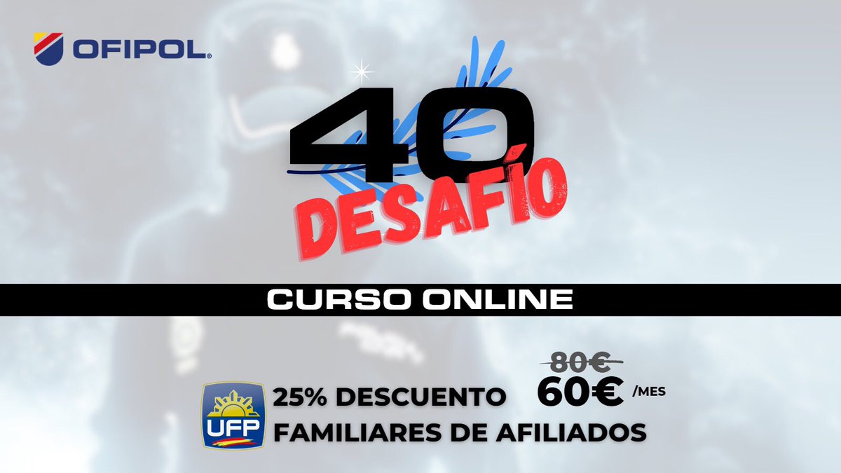 UFP_MADRID's tweet photo. PROMOCIÓN XL, aprovecha el descuento para familiares, afíliate a la Ufp #Oposicion #PoliciaNacional, #ofipol #promocionxl #Policia #descuentos #afiliate #ufpmadrid #ufpol #desafio40 https://t.co/Zfqe37AhKf