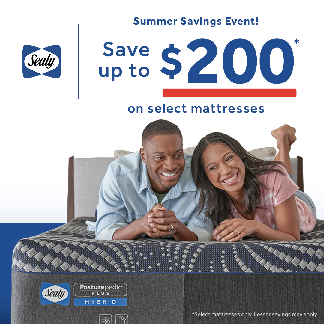 RoomsforLess's tweet photo. Cooler sleep is on sale at Rooms for Less! During our Summer Savings Event, you can save up to $200 on select Sealy® mattresses with cooling features to achieve the deep, soothing sleep your body needs all summer long. Hurry! This offer won’t last. https://t.co/tGwQm05LD5