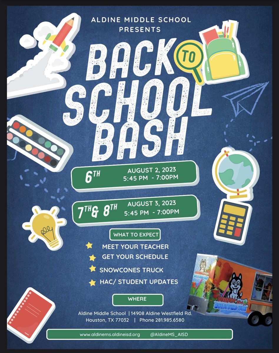 AldineMS_AISD's tweet photo. See the attached flyer for our open house for the 2023-2024 school year @SPeralta_AMS @AldineMS_AISD #AMSPossible https://t.co/az29pHbJU2