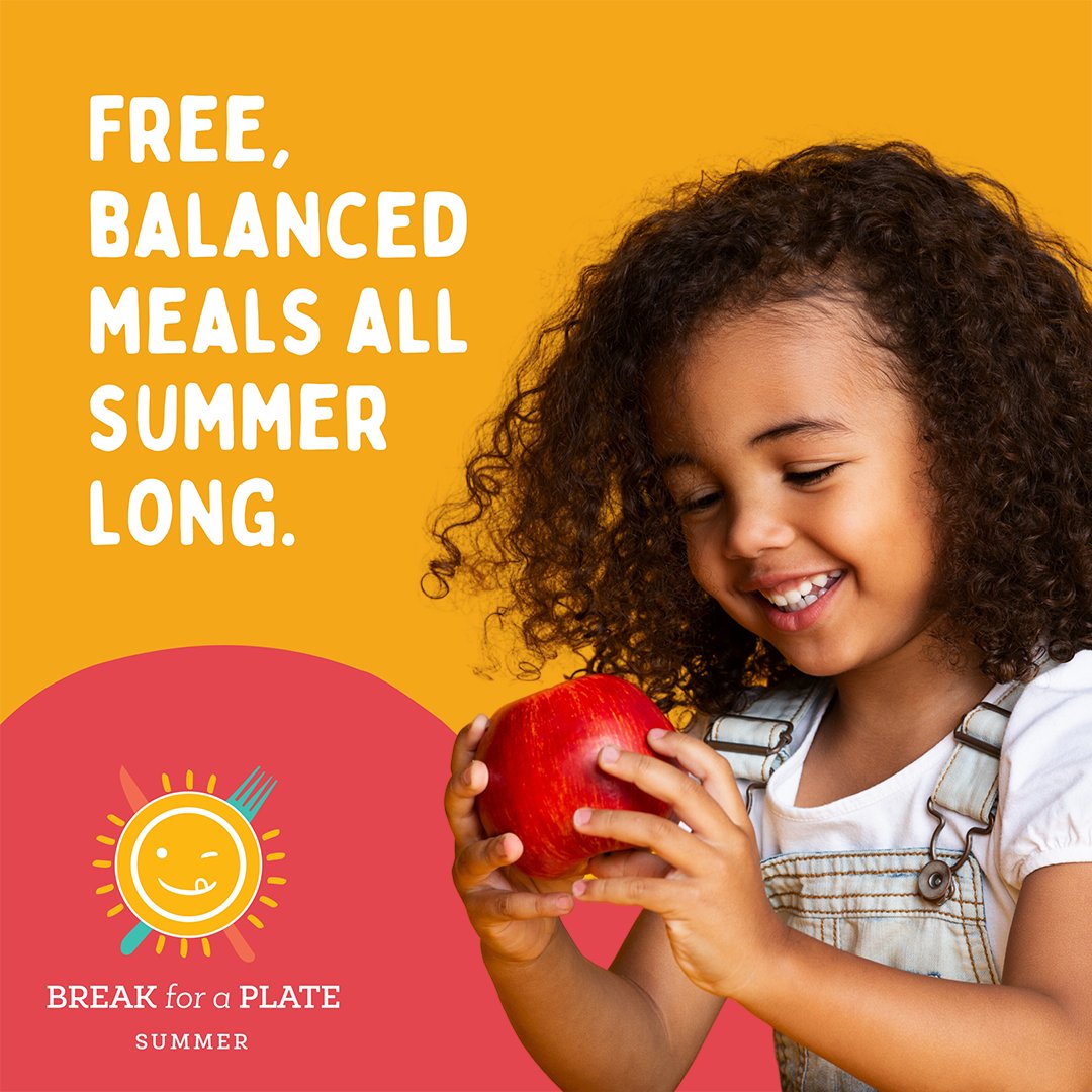 Your child can have up to two free meals a day through Break for a Plate Alabama’s Summer Feeding Program. Visit breakforaplate.com/summer-partici… to find a participating location near you. #SummerMeals #HealthyKids