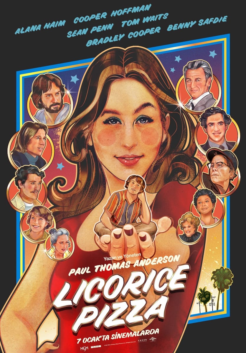 #LicoricePizza(2021)IMDB:7,2
Sene 1973, San Fernando vaidisi, iki genç tanışır, kopamazlar. Aşkın tamamen zamanlama olması; yanlış zamanda yanlış hareketler ve karşılık alamadıkça absürd çirkin bir şeye dönüşmesi ama nihayetinde aşk olması. Hoş cameolar ve naif bir aşk komedisi❤️