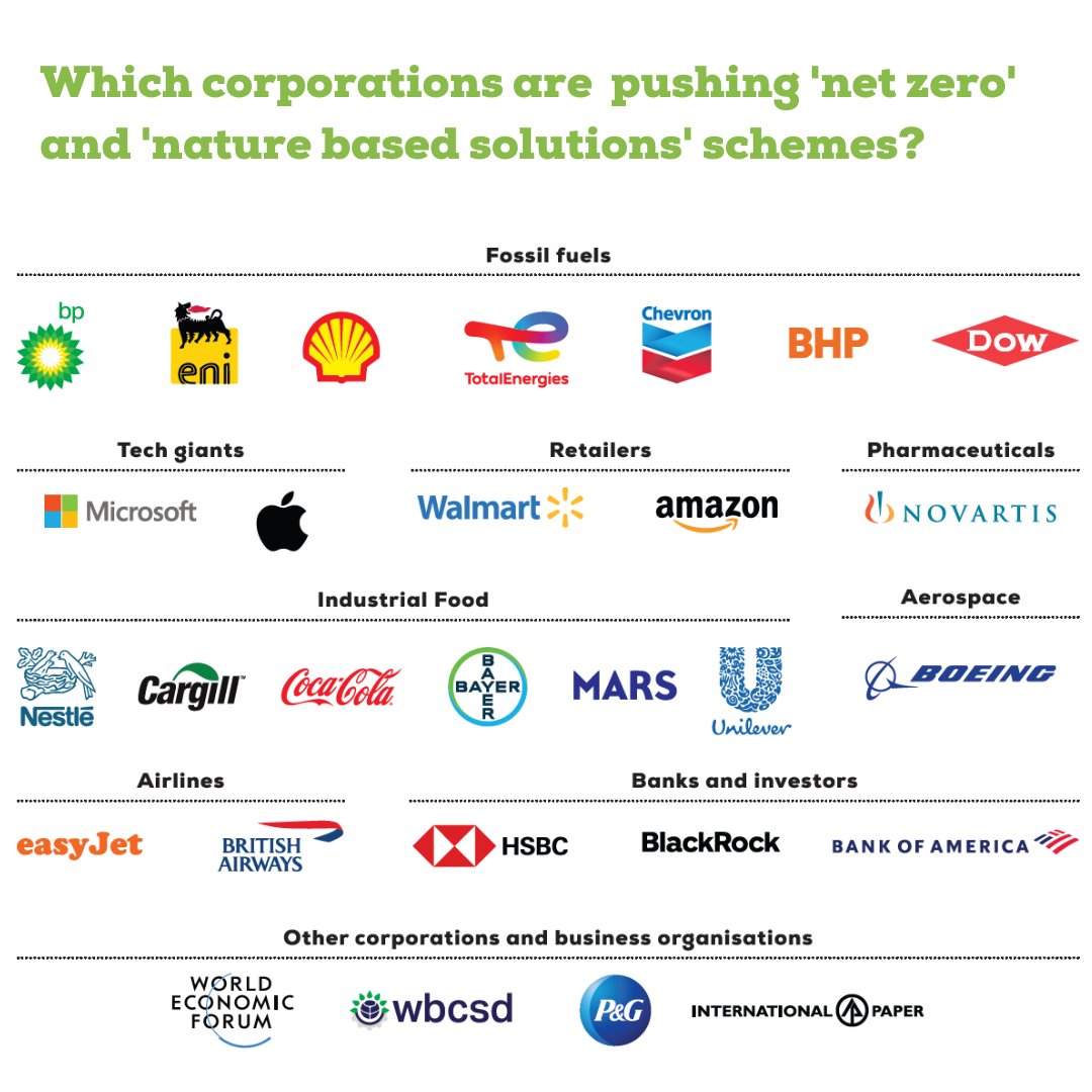 Look beyond the corporate smokescreen 🧐 'Nature based solutions', 'net zero', 'soil carbon farming' - none of the corporations pushing these schemes have pledged to stop burning fossil fuels or change their core business model, as we urgently need. 📑foei.org/wp-content/upl…