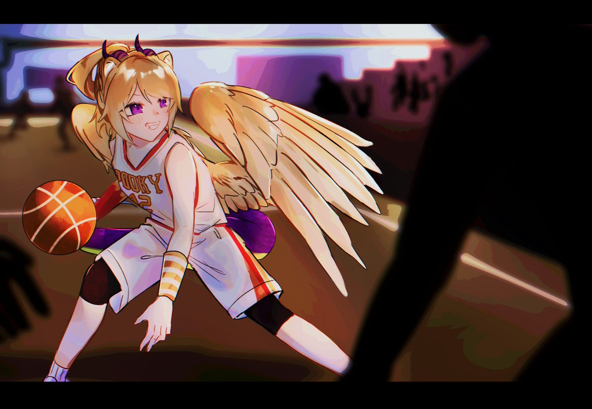 #MPC4_Sport
#MPC4_BasketballFight 
กีฬาสีแบบนี้ ทำไมจะไม่ลงแข่งบาสกันหละ

"เฮ้ ขาสั้นแบบนั้นจะซู๊ดได้เรอะ ฮ่าๆ"

"หว๋า~ ใครบอกว่าผมจะมาชู๊ดอย่างเดียวหละ?" กล่าวจบมิเกลก็แย่งบอลหลบด้วยความรวดเร็ว และยังใช้ปีกเนียนบังอีกฝั่งที่จะเข้ามาแย่งลูกบาสด้วย

มิเกลลงต่ำแหน่ง SF นั้นเอง