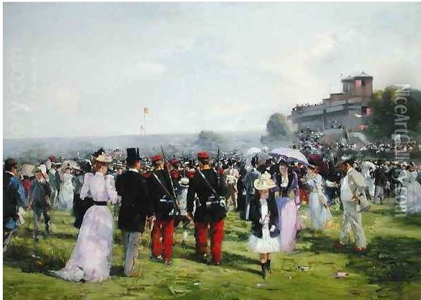 « Fin des courses à Auteuil » (1893) œuvre réalisée par Alfred Smith