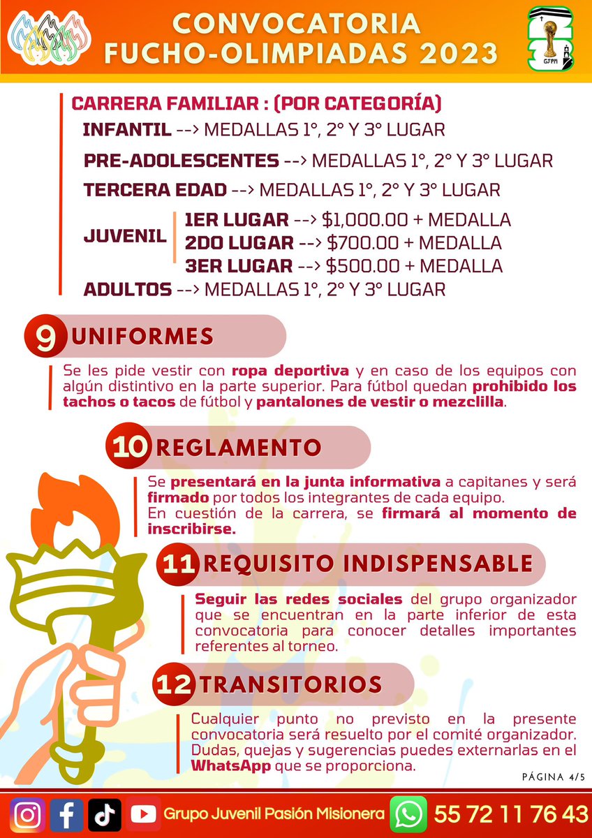 pasionmisionegj's tweet photo. FUCHO-OLIMPIADAS FAMILIARES
#Convocatoria #Carreras #Familiares 2023 Pt.2
#gjpm #grupojuvenilpasionmisionera #ao #alcaldiaalvaroobregon #pastoraljuvenil #Dios #amor #jugar #futbol #voleibol https://t.co/EbjpgmWf1k
