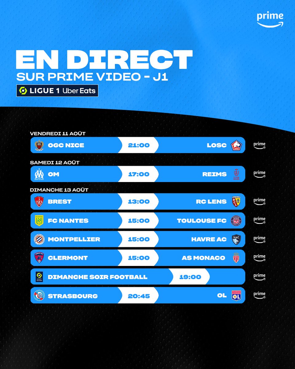 PVSportFR's tweet image. 🥰 On a déjà hâte que ça reprenne !

Voici le programme de votre 1️⃣e journée de @Ligue1UberEats sur Prime Video 📺