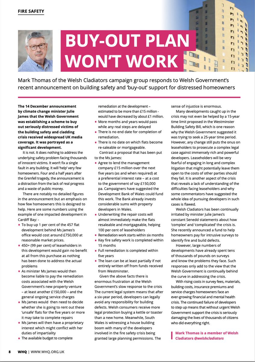 <a href="/KellyLouWood/">Kelly Wood</a> <a href="/EOCS_Official/">End Our Cladding Scandal</a> <a href="/ukcag/">UK Cladding Action Group</a> <a href="/AberconwyMS/">Janet Finch-Saunders MS/AS</a> <a href="/DoddsJane/">Jane Dodds AS/MS 🔶🏴󠁧󠁢󠁷󠁬󠁳󠁿</a> <a href="/RhysOwenThomas/">Rhys ab Owen AS/MS</a> <a href="/syhrtaylor/">Rhys</a> <a href="/mabonapgwynfor/">Mabon ap Gwynfor AS 🏴󠁧󠁢󠁷󠁬󠁳󠁿</a> Grapevine tells us that the "one person" has yet to have home purchased. Some 18 months on worth taking another look at why <a href="/WelshCladiators/">Welsh Cladiators</a> long predicted the bail -out approach would be a waste of time! <a href="/UKLabour/">The Labour Party</a> <a href="/AberconwyMS/">Janet Finch-Saunders MS/AS</a> <a href="/EOCS_Official/">End Our Cladding Scandal</a> <a href="/ShiptonMartin/">Martin Shipton</a>