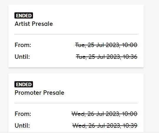 RayofSu35852173's tweet photo. Absolutely not even going to bother logging on tomorrow. Pre-sales are now closed 🤬#coldplaydublin #Ticketmaster https://t.co/fk1sORnGIV