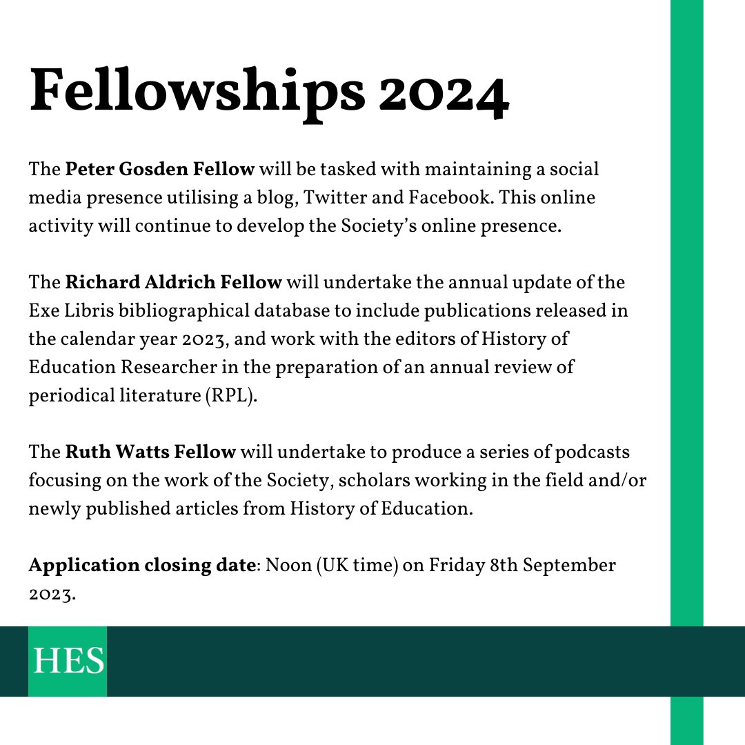 At <a href="/HistEdSocUK/">History of Education</a>, we are dedicated to giving PGR and ECR scholars paid opportunities in the promotion of #histed. A great chance to engage with the #histed community through social media, blogs, podcasts, and the bibliographical database.

historyofeducation.org.uk/history-of-edu…