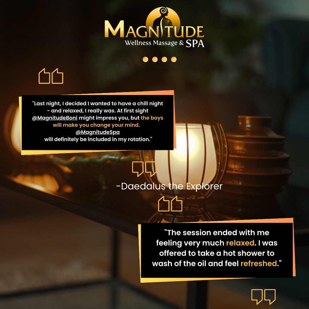 HorizonSpaPh's tweet photo. At #MagnitudeSpa, you can ensure that every therapist have undergone proper training to give you a legitimate body massage experience!☺️Come take a look at this feedback for proof!💪

Book your appointment with us and relieve the sorrow of this stormy weather.🌧️🔥 @MagnitudeBoni https://t.co/7HYwwFVZXm