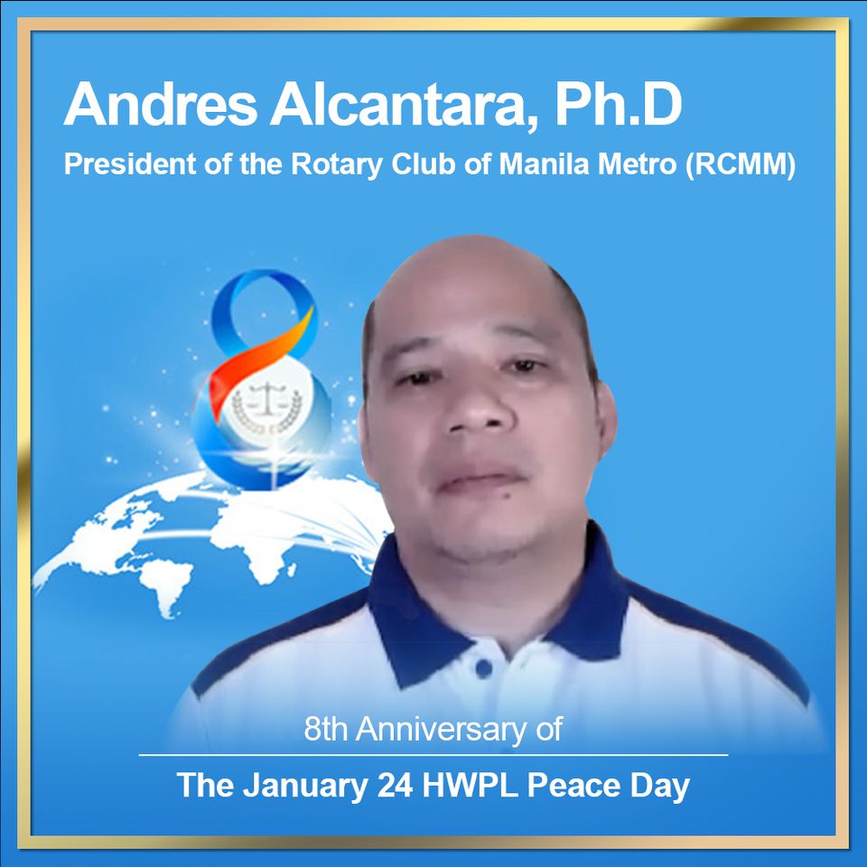 「HWPLの3つの核心平和事業である

「地球村戦争終息平和宣言文」(DPCW)による
平和のための法律、

宗教連合事務室(WARPオフィス)での
宗教間の対話による宗教統一、

平和教育による平和の使者養成は、

ロータリークラブの活動と
直接連携していると思います。→