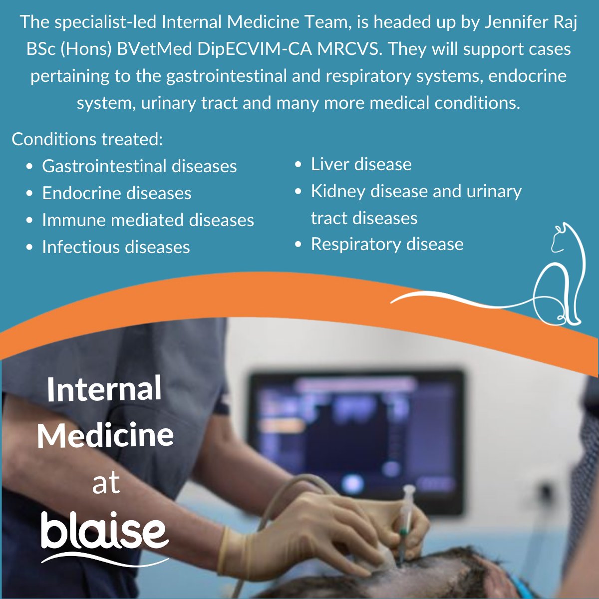 BlaiseReferrals's tweet photo. Our internal medicine team will work closely with colleagues in surgery, neurology, ECC and oncology to offer a multidisciplinary approach. 

Together our team will have a full range of expertise and facilities to diagnose and treat patients. 

#BlaiseReferrals https://t.co/ONqqPlWBaC